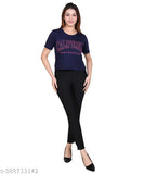 Women's cotton blend crop t-shirts combo: red, dark navy, white - 3 pack (S: 34in bust, L: 38in bust, XL: 40in bust)