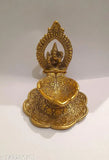 Golden Metal Ganesha Diyas, oxide material, home & office temple table diya set - 2 pieces, height 45 inches