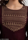 Maroon women's sleeveless kameez with intricate embroidery