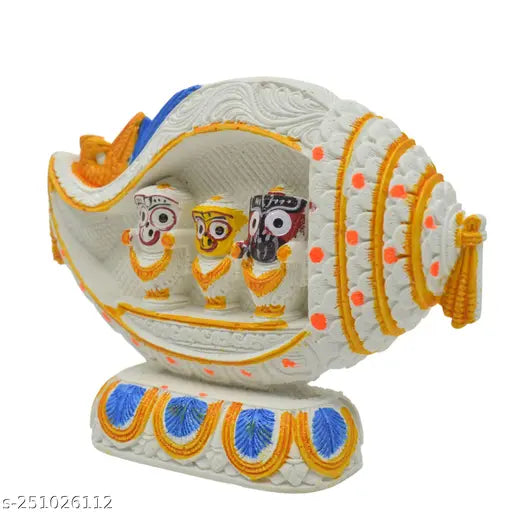 Multicolor ceramic marbl stone Jagannath idol, 12.5cm tall for home decor or dashboard showpiece