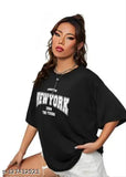 Trending oversized black t-shirt with New York emblem print on front