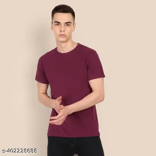 Grey, Maroon, Red cotton short sleeve men's t-shirts (pack of 3), high-quality Indian-made solid tees