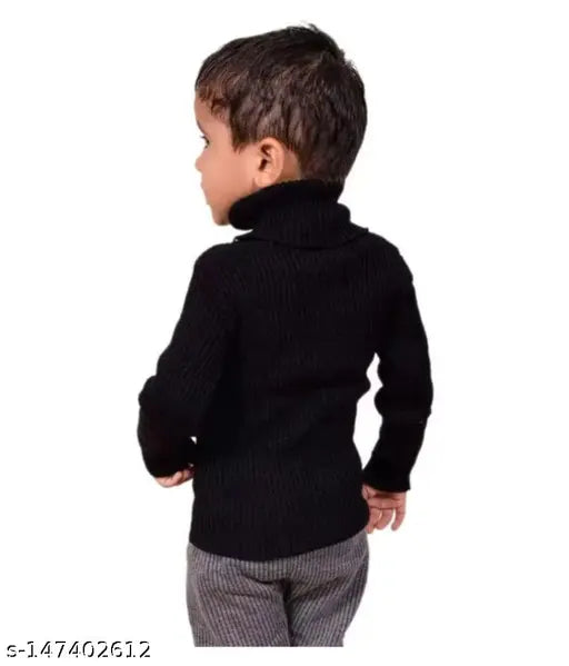 Deep blue wool highneck sweater for kids (0-7 years), cozy and versatile