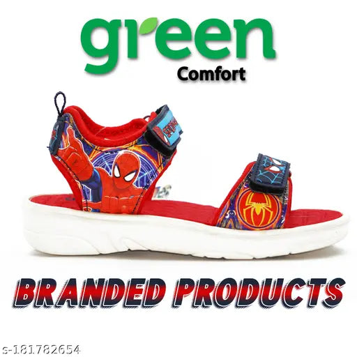 Limited edition Spiderman sandals for kids. Red and navy blue straps, green soles