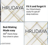 Hrudaya 200TC All round Elastic Fitted Double Bed Bedsheets with 2 Pillow Cover - King Size 72" x 72 fits upto 6 inch mattress (20x30 )pillow cover