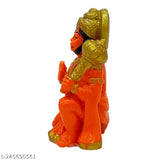 Orange polyresin Hanuman Ji Ki Murti in blessing posture, 3 inches long, for home decor and temple car dashboard
