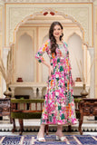 Multi-colored sari with floral pattern