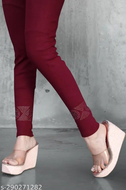 Cotton blend embellished stone jeggings - fashionable ankle-length women's casual wear for a chic look, size 26, India origin