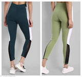 Striped net Lycra gym leggings for women, fully stretchable and comfortable, sizes 24, 26, 32, 34, 36, 38 (India)