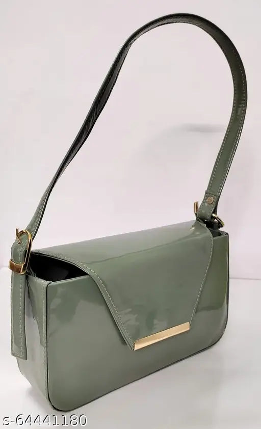 Lightweight girl's slingbag, smooth-touch fabric, green with box pattern, 1 short shoulder strap