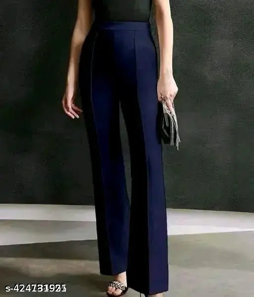 Solid polycotton women's trousers by As Fashion, available in sizes S-XXL