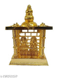 Gold brass Ganesha Laxmi temple statue, traditional Indian decorative idol for home, office or car dashboard