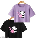 Trendy feminine printed crop top, cotton blend, short sleeves, Afghanistan origin