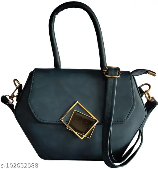 Lightweight bag with shoulder strap and hand handle, peacock blue color