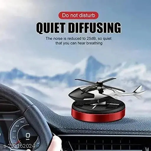 Red alloy helicopter solar air freshener, aromatherapy car accessory for interior decoration