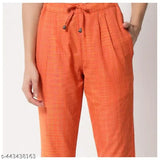 Orange checkered men's pants, elastic waistband, cotton material
