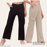 Solid cotton-lycra combo cargo pants for women, perfect for everyday wear in various sizes from XS to XL, originating from India