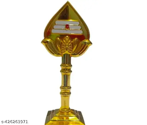 Gold-finished Metal Murugar Vel idol, Indian handicraft, premium puja accessory