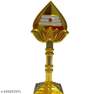 Gold-finished Metal Murugar Vel idol, Indian handicraft, premium puja accessory