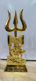 Brass Shri Mahadev Trishul for car dashboard, traditional Indian puja accessory, 6-inch height