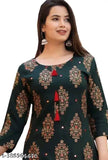 Blue printed long sleeve dress, flared sleeves, round neckline
