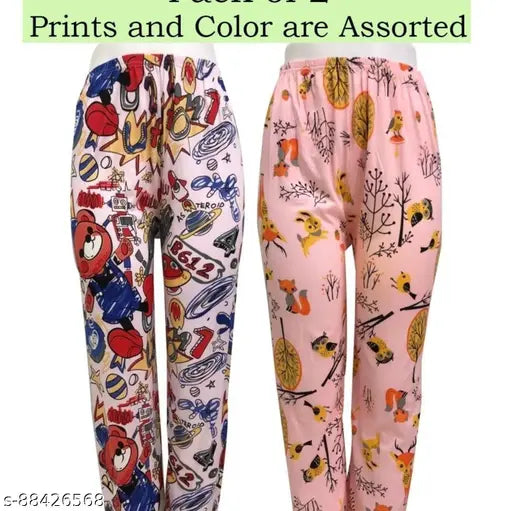 Ladies colorful printed soft cotton lower-track pyjama pants