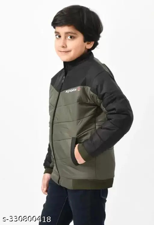 Without Cap Zip-Front Bomber Jacket Kids Polyester Blend Winter Wear Full-Sleeves Jackets For Baby Boys