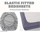 Glace cotton, supersoft double king size fitted bedsheets & 2 pillow covers, ethnic motifs. King size: 72"x78"+10", fits up to 4-10" mattresses. Breathable, wrinkle free