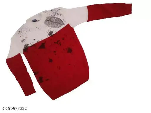 Woolen winter pullover and round neck full sleeve sweater for kids, printed net pattern on display