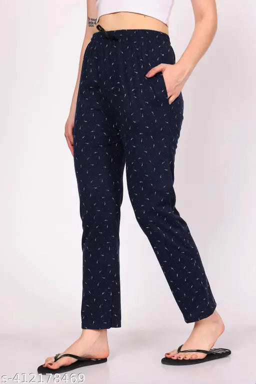 Womens cotton print pajamas blue hue