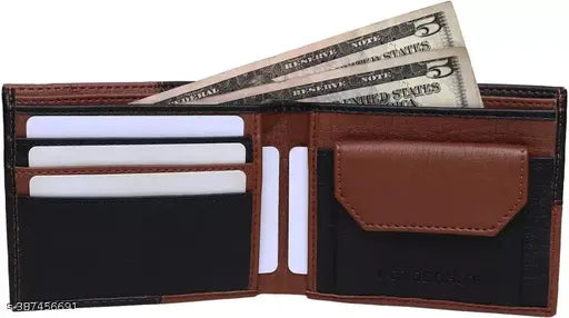 Multicolor faux leather wallet for men, 5 card slots, coin pocket, hidden pockets. Indian crafted genuine leather wallet with integrated blocking technology