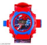 Trendy Spider-Man digital watch, colorful case with vibrant red and blue accents, Spiderman logo on face, LED display for time