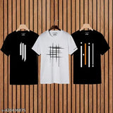 Printed pack of 3 KnightSquire men's sports t-shirts, polyester, short sleeves, printed design, M L XL sizes, India-made athletic wear