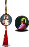Premium wooden Jesus car dashboard idol showpiece combo (pack of 2), matte finish, made in India for car interior decor and gifting purposes