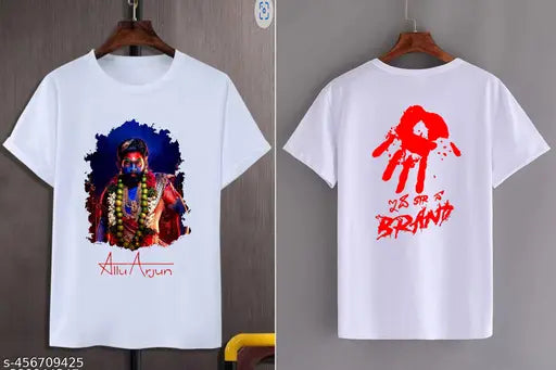 Allu Arjun Pushpa 2 t-shirt FB2, printed net design on short sleeved polyester tee [size] (Indian-made)
