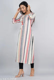 Striped cotton casual kurta for women, short sleeves, best quality product from India
