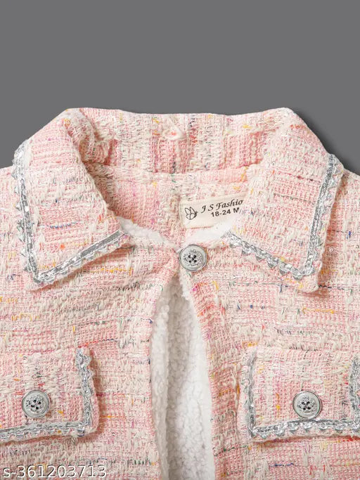 Pink jacket with full sleeves and a checked pattern