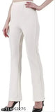 Stretchable polyester yoga pants, bootcut ribbed bell bottom trousers for women in solid colors (size options available: 24-36)