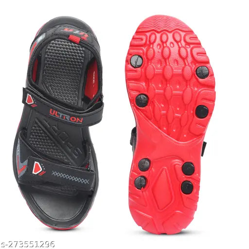 Synthetic Elecant sandals for boys, black printed net style, highly comfortable with Velcro closure - ideal size 11x5 years