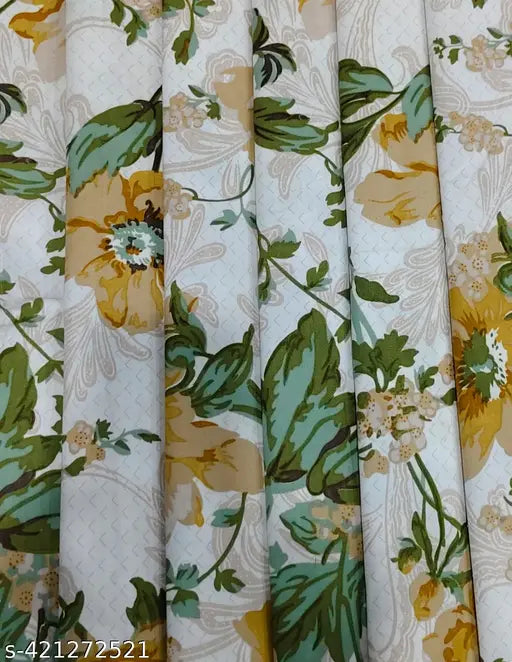 High-quality multicolor Glace Cotton 5pc bedsheet set (1 King Size Bedsheet, 2 Pillow Covers, 2 Cushion Covers with embroidery & filler), flower printed double sheets ideal for AC rooms, heavy quality and durable