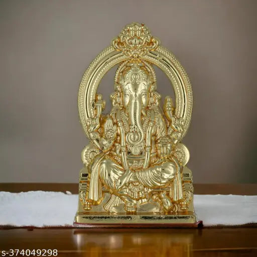 Metal Ganesha self-adhesive idol, 5cm Indian religious figurine for home, office or car dashboard