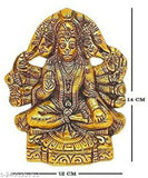 Metal Panchmukhi Hanuman ji Murti, gold plated with antique finish, traditional Afghan craftsmanship for pooja and home decor