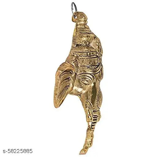 Gold plated Ganesh idol wall decor, intricately handcrafted Indian art for home accents