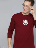 Maroon printed Ironman graphic T-shirt, full sleeve, round neck, 100% cotton for men