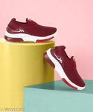Maroon and white sneakers with black accents