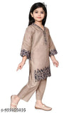Embroidered grey rayon kurta pant set, premium cotton blend for kids aged 1-11 years, India origin