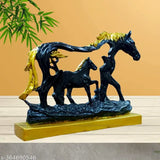 Antique black and gold finish horse foal resin showpiece for home decor or office, size 28x8x21 cm. A beautiful handmade art crafts product perfect for housewarming gifts, weddings, birthdays, or corporate gifts