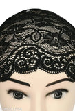 Womens hijab cap, black lace headscarf