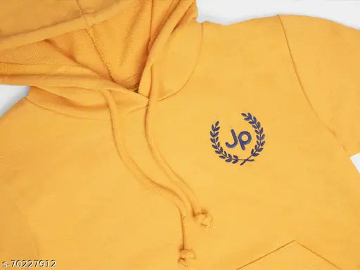 Boys Mustard Cotton Blend Hoodie with Kangaroo Pockets | Stylish Sweatshirt Jacket