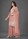 Embroidered wedding sharara set with inner kurta and dupatta, full-length palazzo style, dupatta included